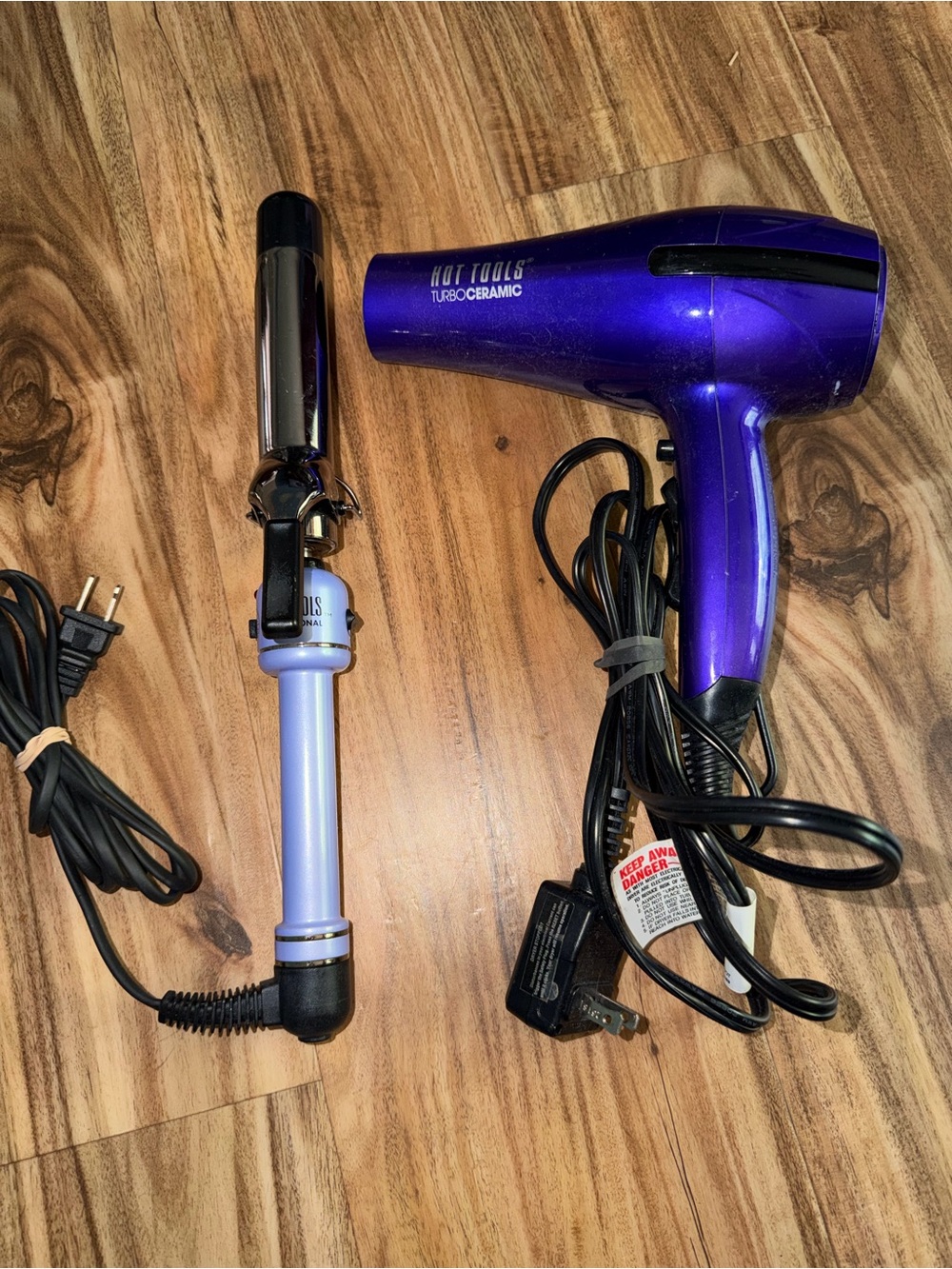 Hot Tools Purple Turbo Ceramic Hair Dryer & 1-1/4” lilac Curling Iron Set
